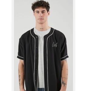 Forever 21 Baseball Jersey Black‎ LA #84 Button Down Shirt Los Angeles Men’s S